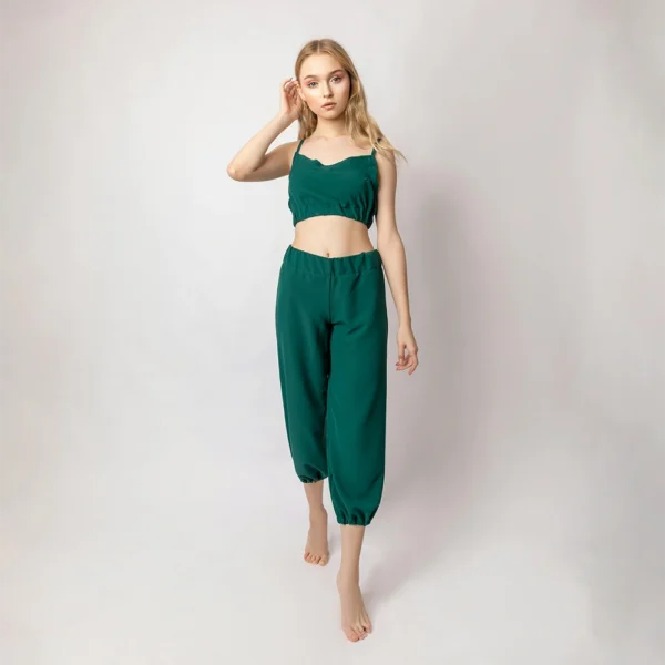 Flared Green Top and Trousers Set