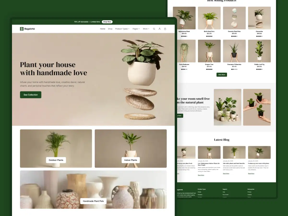 Ultimate Gardening WooCommerce Template Site for selling indoor plants to outdoor garden accessories online