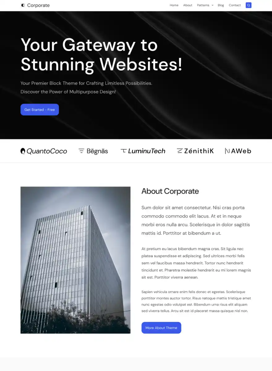 Free Begnas Theme for Corporate, Business, Company and offices